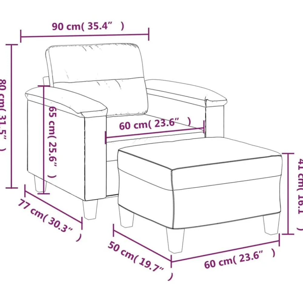 vidaXL Sillón con taburete cuero sintético color 60 cm Capuchino Discount