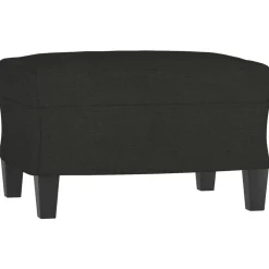 vidaXL Sillón con taburete tela 60 cm Negro Best