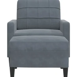 vidaXL Sillón con taburete terciopelo 60 cm Gris oscuro Best