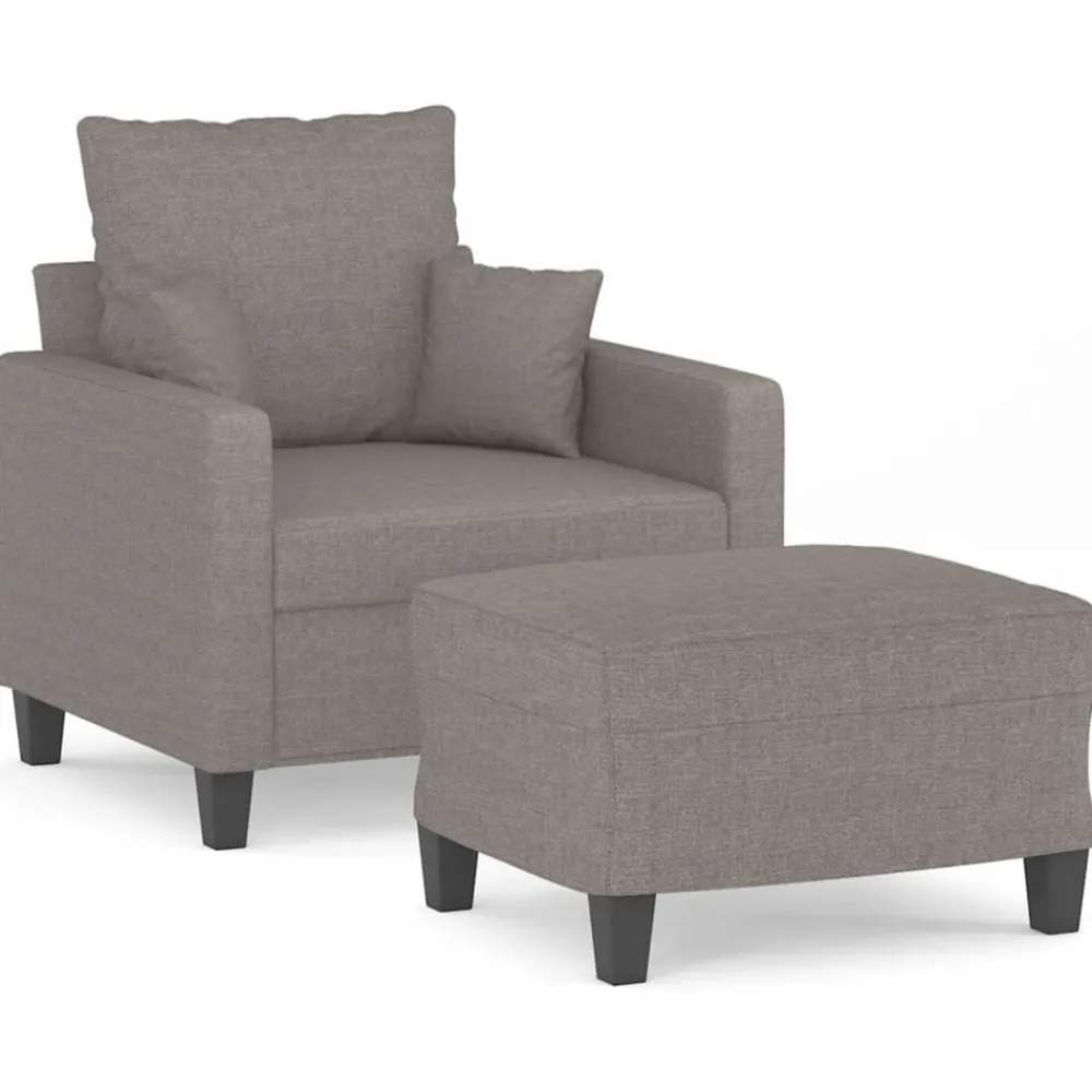 vidaXL Sillón con taburete tela gris taupe 60 cm Taupé Online