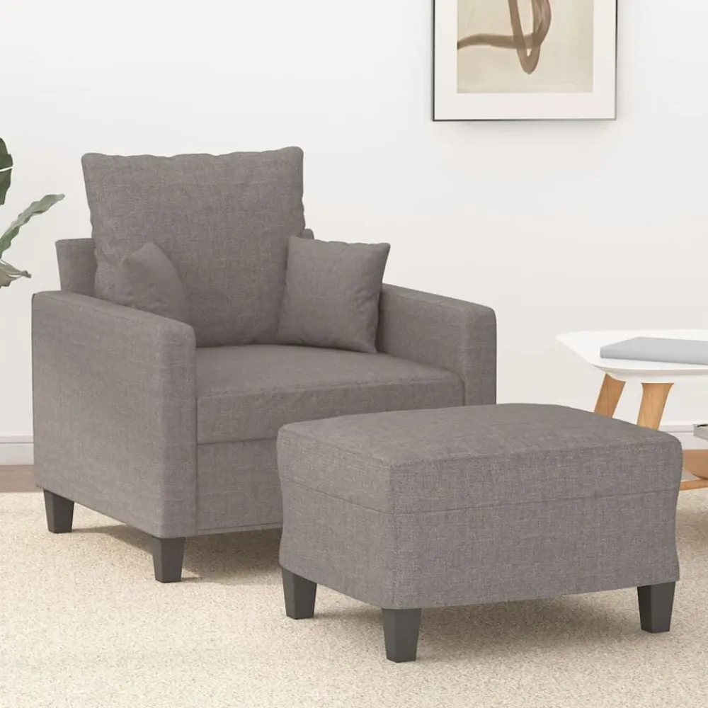 vidaXL Sillón con taburete tela gris taupe 60 cm Taupé Online