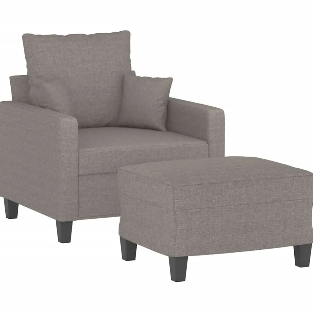 vidaXL Sillón con taburete tela gris taupe 60 cm Taupé Online