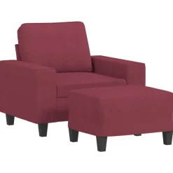 vidaXL Sofás-Sillón con taburete tela rojo tinto 60 cm