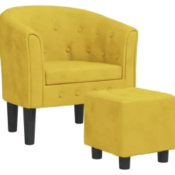 vidaXL Sillón con taburete terciopelo Amarillo