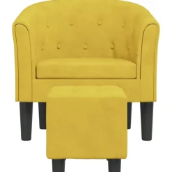 vidaXL Sillón con taburete terciopelo Amarillo