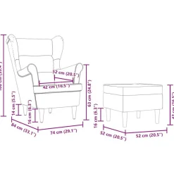 vidaXL Sillón con taburete reposapiés tela Gris oscuro Discount
