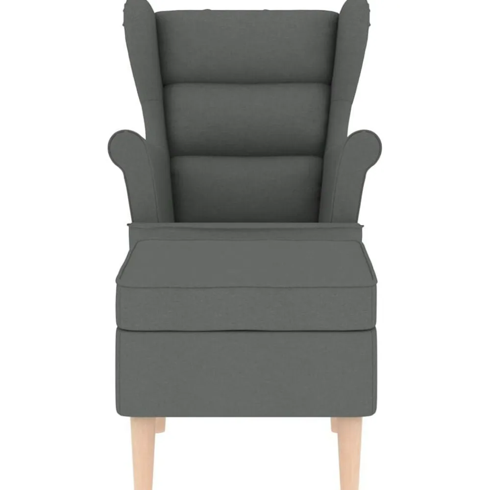 vidaXL Sillón con taburete reposapiés tela Gris oscuro Discount