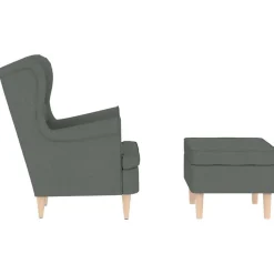 vidaXL Sillón con taburete reposapiés tela Gris oscuro Discount