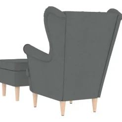 vidaXL Sillón con taburete reposapiés tela Gris oscuro Discount