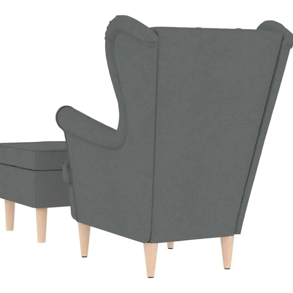 vidaXL Sillón con taburete reposapiés tela Gris oscuro Discount