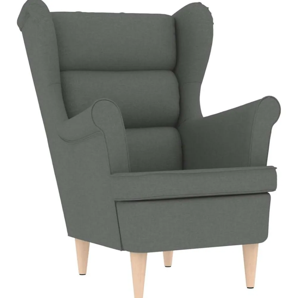 vidaXL Sillón con taburete reposapiés tela Gris oscuro Discount