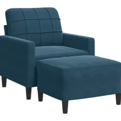 vidaXL Sillón con taburete terciopelo 60 cm Azul New