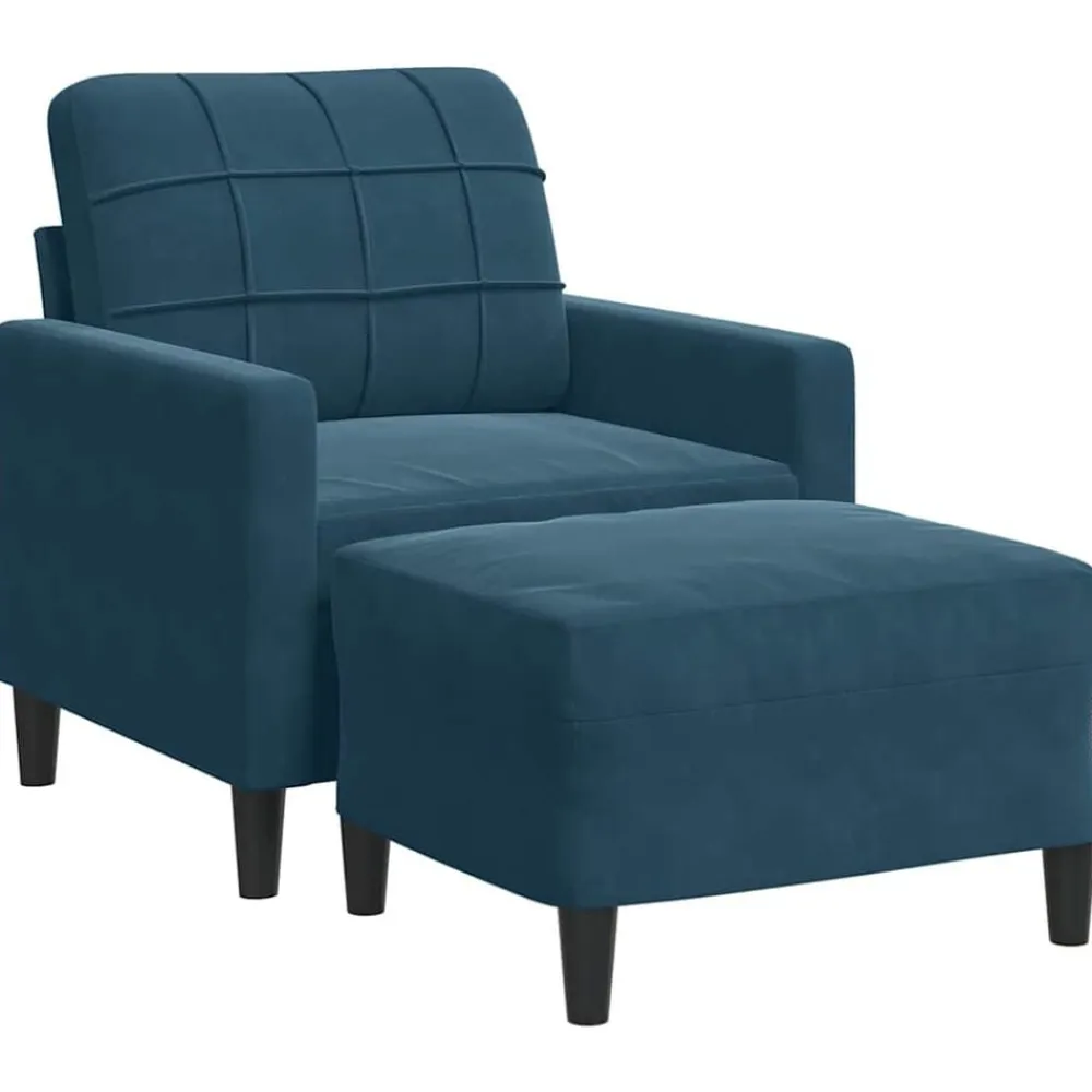 vidaXL Sillón con taburete terciopelo 60 cm Azul New