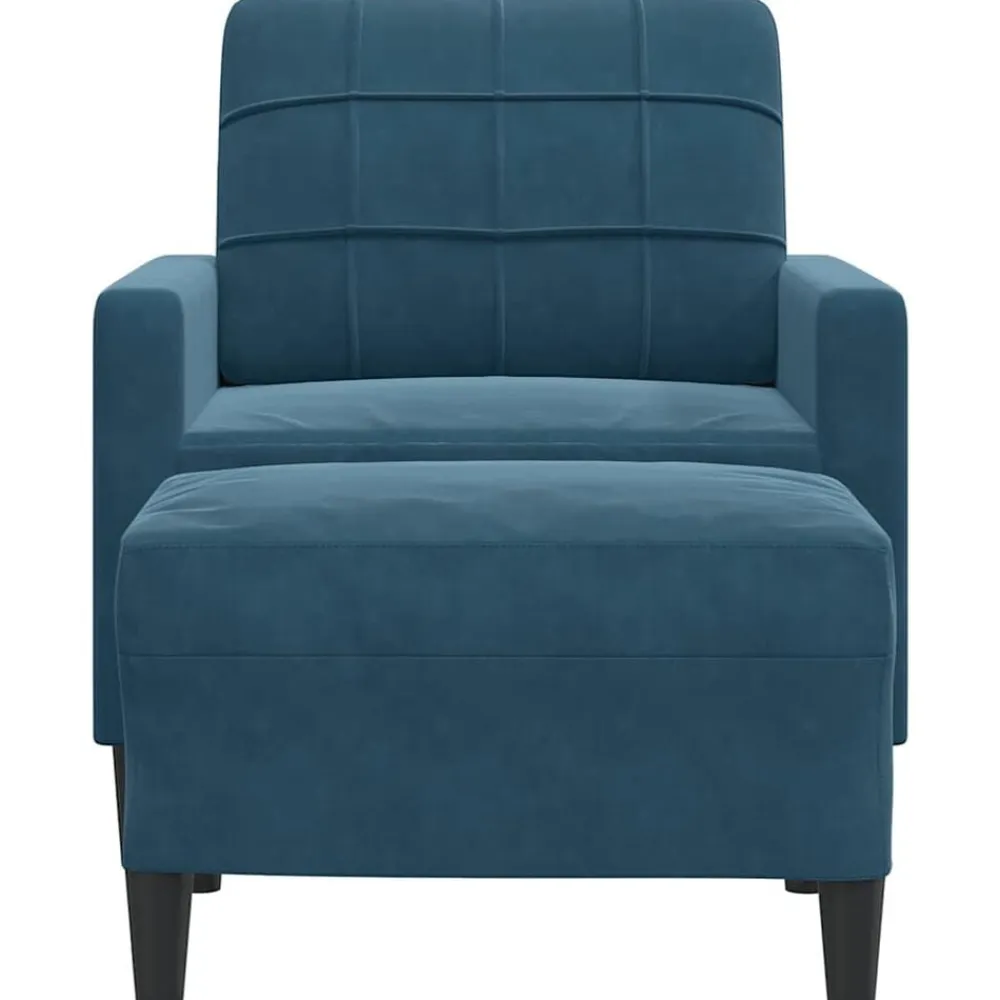vidaXL Sillón con taburete terciopelo 60 cm Azul New