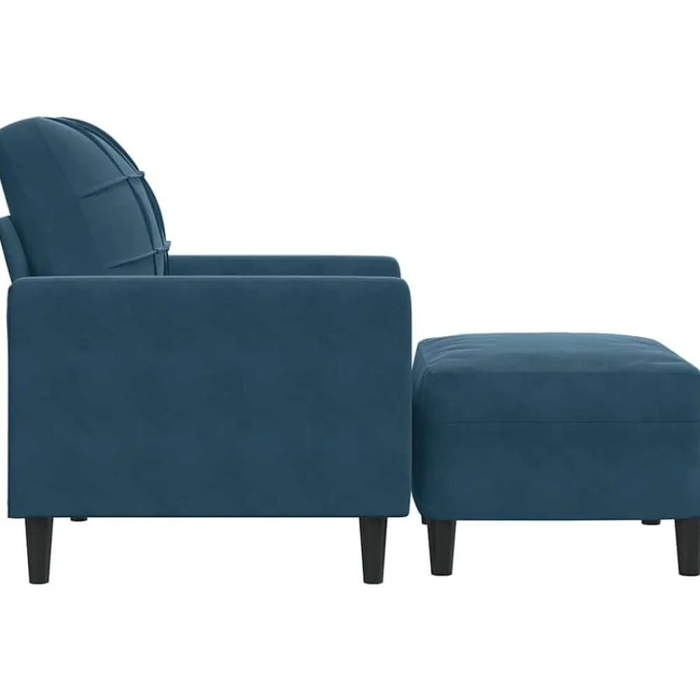 vidaXL Sillón con taburete terciopelo 60 cm Azul New