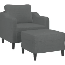 vidaXL Sillón con taburete tela 60 cm Gris oscuro Hot