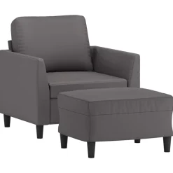 vidaXL Sofás-Sillón con taburete cuero sintético 60 cm