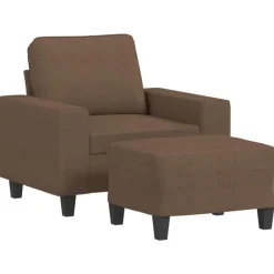vidaXL Sillón con taburete tela marrón 60 cm Marr&oacute;n Clearance