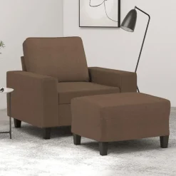 vidaXL Sillón con taburete tela marrón 60 cm Marr&oacute;n Clearance