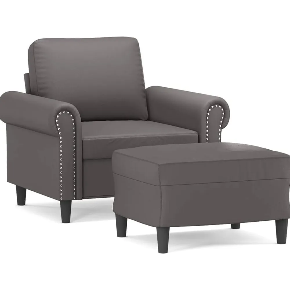 vidaXL Sofás-Sillón con taburete cuero sintético 60 cm