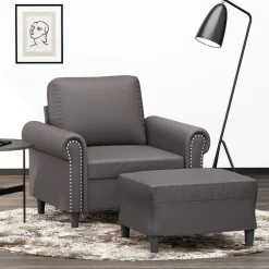 vidaXL Sofás-Sillón con taburete cuero sintético 60 cm