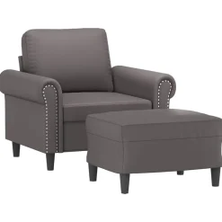 vidaXL Sofás-Sillón con taburete cuero sintético 60 cm