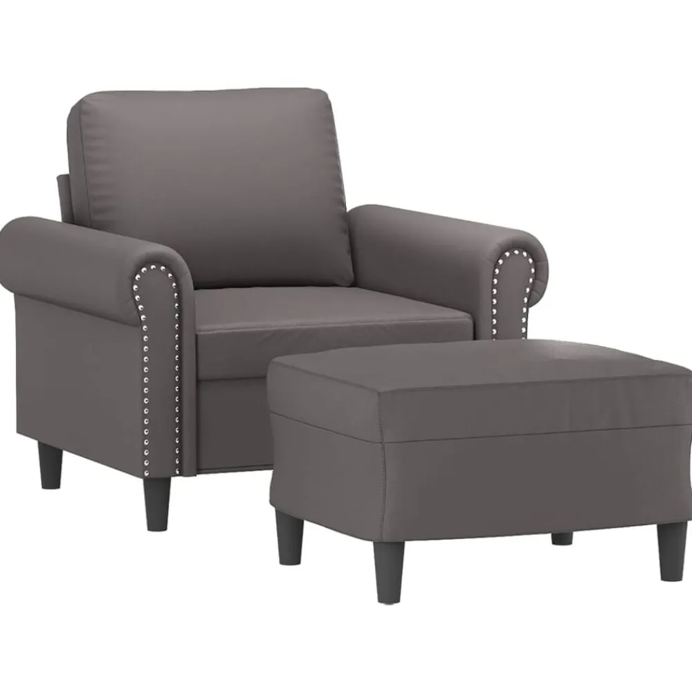 vidaXL Sofás-Sillón con taburete cuero sintético 60 cm