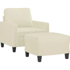 vidaXL Sofás-Sillón con taburete cuero sintético color 60 cm