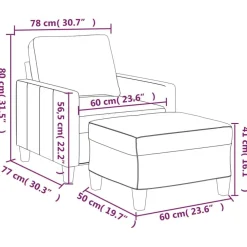 vidaXL Sofás-Sillón con taburete cuero sintético color 60 cm