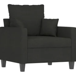 vidaXL Sillón con taburete tela 60 cm Negro Outlet