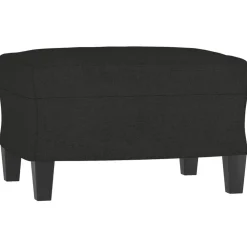 vidaXL Sillón con taburete tela 60 cm Negro Outlet