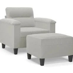 vidaXL Sofás-Sillón con taburete tela de microfibra 60 cm