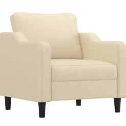vidaXL Sillón con taburete tela 60 cm Crema New