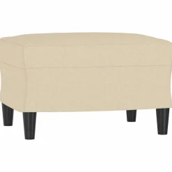 vidaXL Sillón con taburete tela 60 cm Crema New