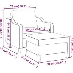 vidaXL Sillón con taburete tela 60 cm Crema New