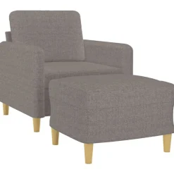 vidaXL Sofás-Sillón con taburete tela gris taupe 60 cm