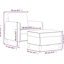 vidaXL Sofás-Sillón con taburete tela gris taupe 60 cm