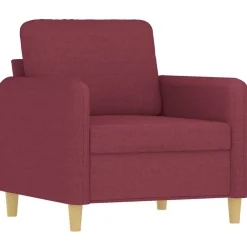 vidaXL Sillón con taburete tela rojo tinto 60 cm Rojo vino tinto
