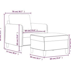vidaXL Sillón con taburete tela rojo tinto 60 cm Rojo vino tinto