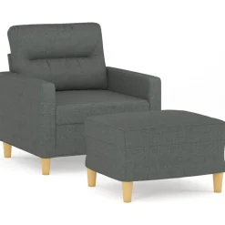 vidaXL Sillón con taburete tela 60 cm Gris oscuro Best