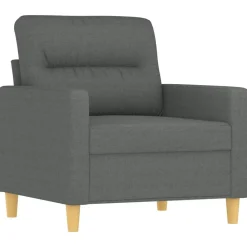 vidaXL Sillón con taburete tela 60 cm Gris oscuro Best