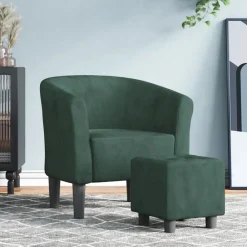 vidaXL Sillas-Sillón con taburete terciopelo