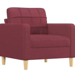 vidaXL Sofás-Sillón con taburete tela rojo tinto 60 cm