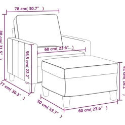 vidaXL Sofás-Sillón con taburete tela 60 cm