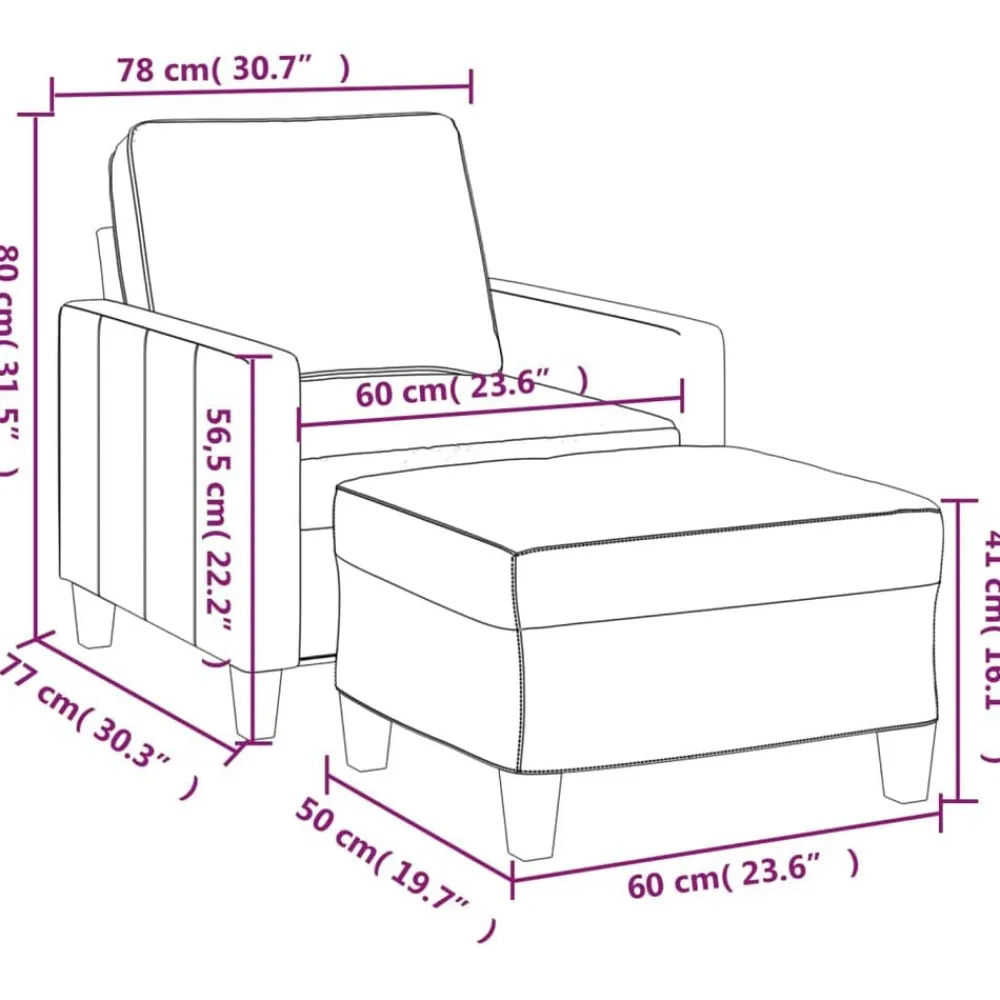 vidaXL Sofás-Sillón con taburete tela 60 cm