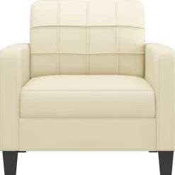 vidaXL Sillón cuero sintético 60 cm Crema Clearance