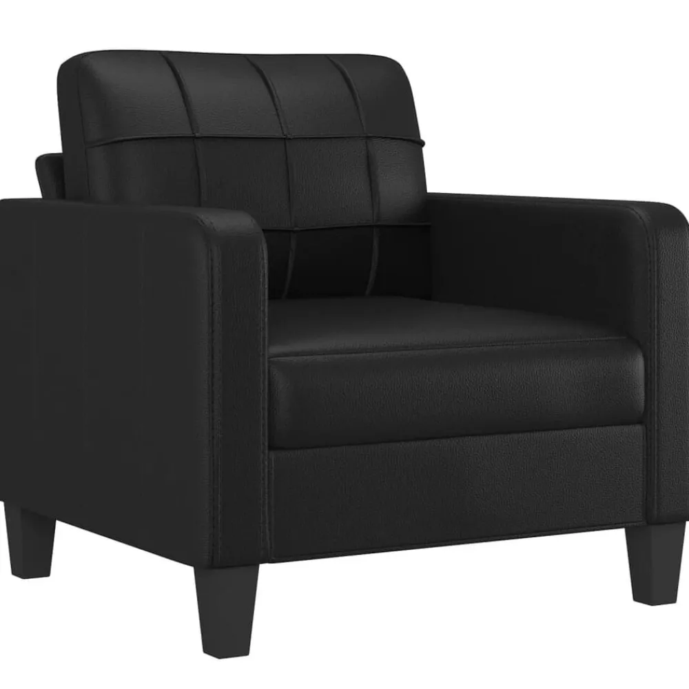 vidaXL Sillón cuero sintético 60 cm Negro