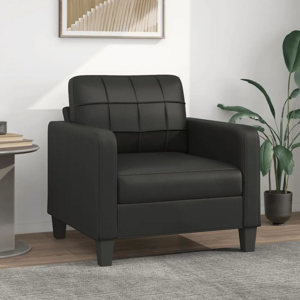 vidaXL Sillón cuero sintético 60 cm Negro