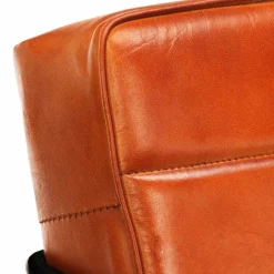 vidaXL Sillas-Sillón de cuero auténtico marrón canela