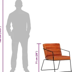 vidaXL Sillas-Sillón de cuero auténtico marrón canela